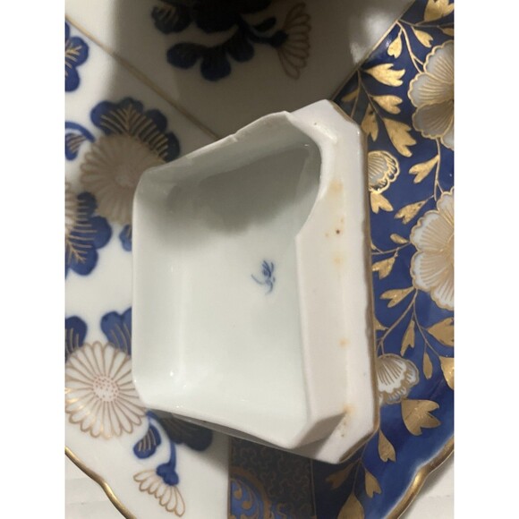 Antique 7 Piece Fukagawa Koransha Cobalt Blue and Gold Gilt Tea Set W Platter - Picture 14 of 15